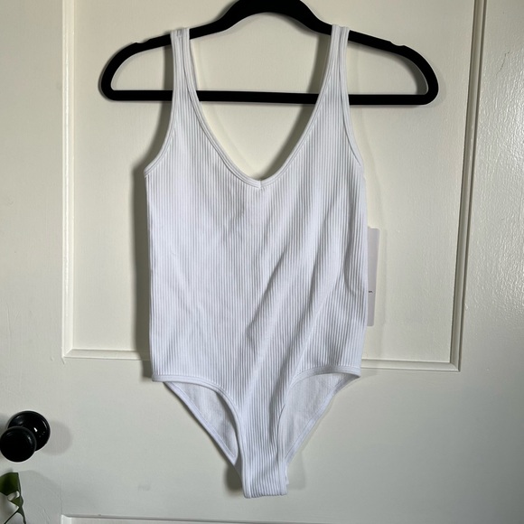 Tops - NWT White Ribbed Bodysuit Tank Top